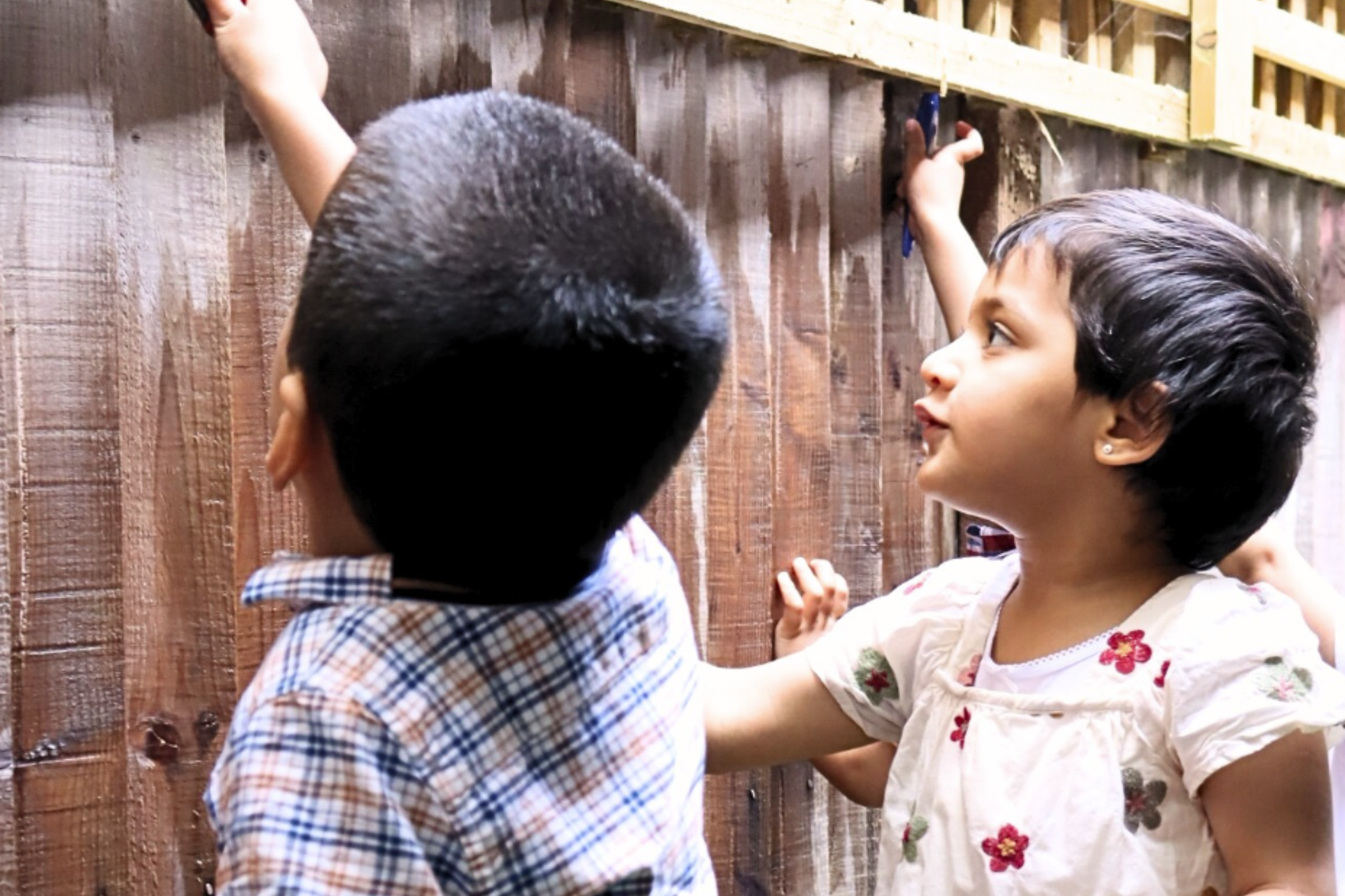 children playing in the garden