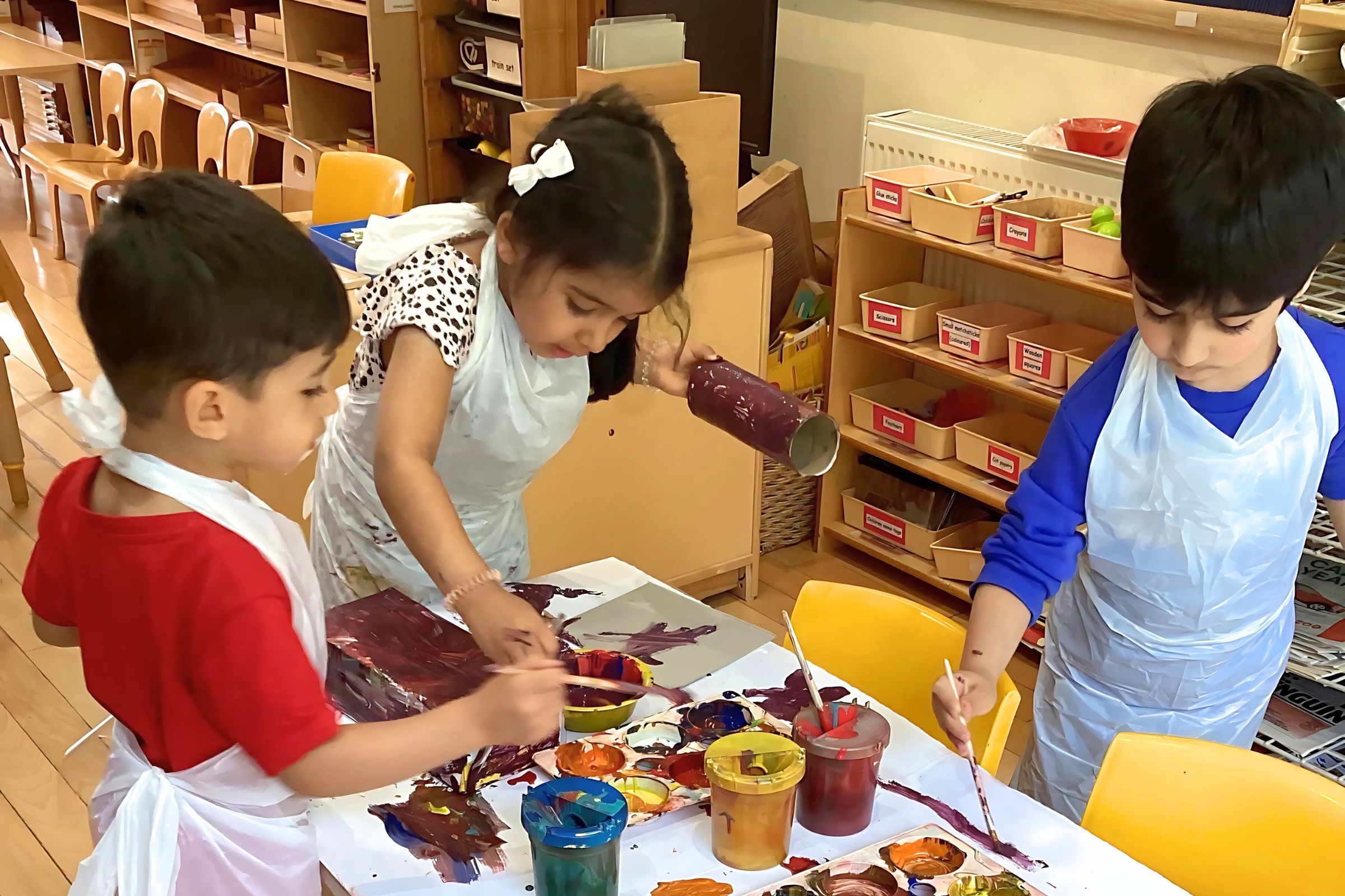 A preschooler rehearsing her parts for the Christmas show