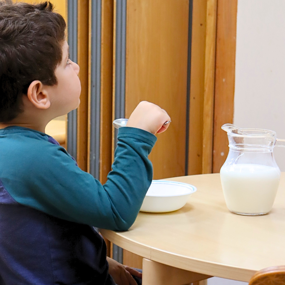 Another picture of the Great Learner eating breakfast